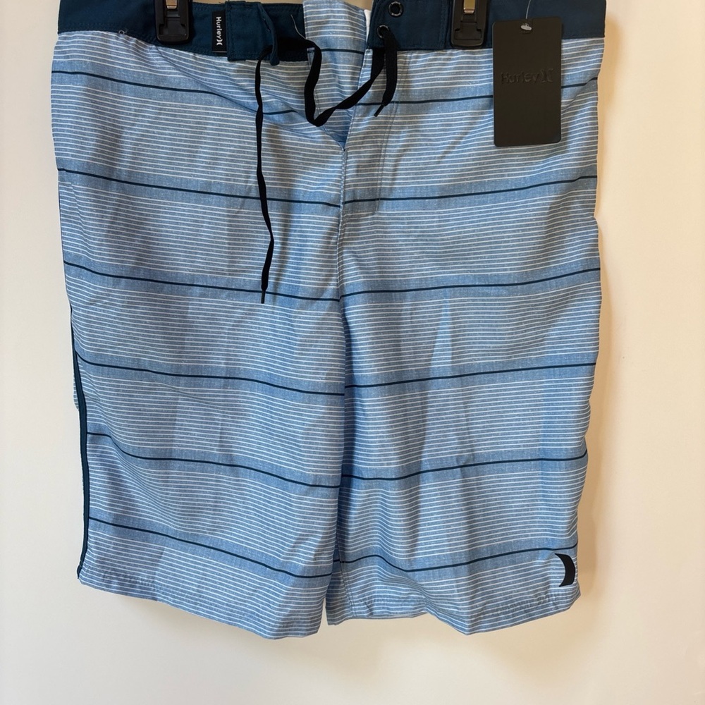 Hurley Boys 18/29 Psychic Blue Stripe Surf Board Shorts Beach Summer Swim